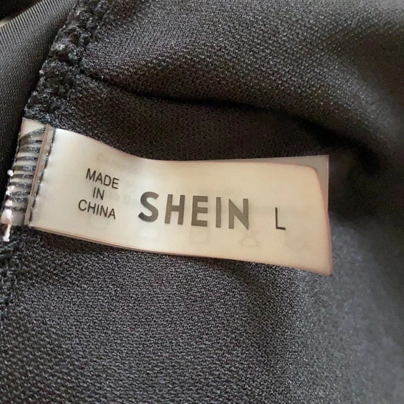 Shein Black Stripe Mesh-Panel One-Piece Swimsuit L - Picture 8 of 11